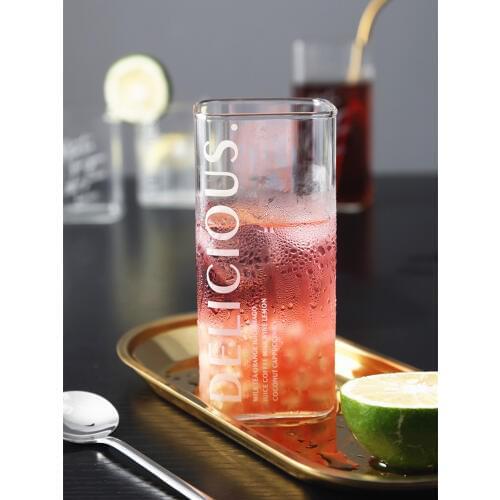 Uniho Square Glass Mug Heat Resistant Water Glass Beer Glass Transparent Juice Mug Cocktail Glass Drinking Glasses Milk Tea Cup