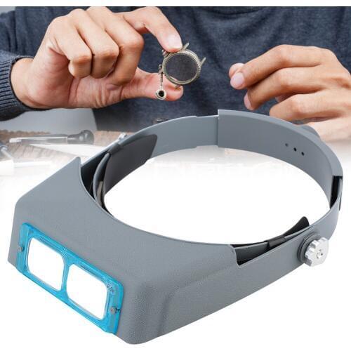 Professional Jewelry Headband Reading Magnifier with Four Optical Glass Lenses Jewelry Ring Making Repair Tool for Jewelers