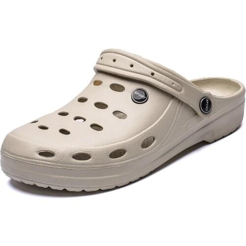 2021 Men Summer New Crocks Sandals Lightweight Large Size Clogs Outdoor Shoes Cro Beach Shoes 49 Yards Gray