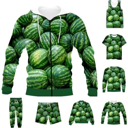 New Funny 3D Full Print Fruit Watermelons T-shirt/Sweatshirt/Zip Hoodies/Thin Jacket/Pants Four Seasons Casual Suit V50