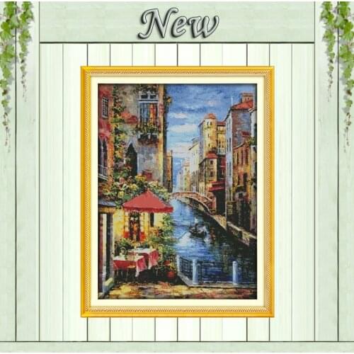 Venetian scene Scenery,11CT printing on canvas DMC 14CT Cross Stitch kit,all embroidery needlework Sets,house Scenic Home Decor
