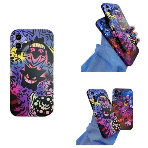 Pokemon Gengar Ghost Cartoon Graffiti Mobile Phone Case IPhone 11promax XR 7 8 8 Plus 12 12 Pro Max Straight Edge Soft Shell
