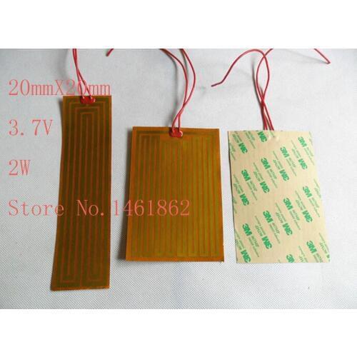 20mmX20mm 3.7V 2W element heating PI film polyimide heater heat rubber electric flexible heated bad printer heating pad oil