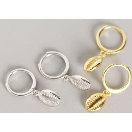S925 Silver color Earrings Small Shell Earrings Fashion Charm Wedding Girlfriend Gift Gold And Silver Ladies Jewelry