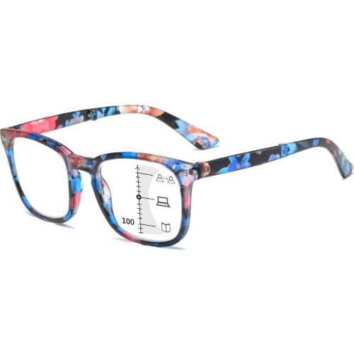 Retro Floral Folding Multifocal Progressive Reading Glasses Anti-blue light Far And Nea Presbyopic Eyeglasses For Women Men