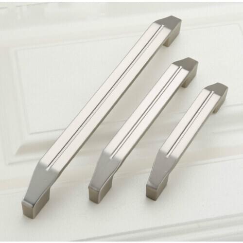 JD Nickel Brushed Modern Cabinet Door Handle Solid Drawer Wardrobe Handle Zinc Alloy Furniture Hardware