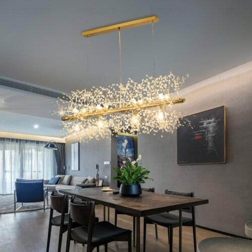 Modern LED Crystal Chandelier Light Pendant Hanging Lamp Dandelion Cristal Chandelier Lighting for Living Dining Room Decoration