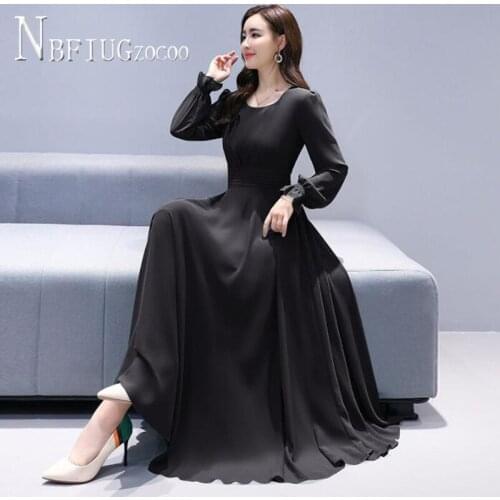 Party Beautiful Women Dress Pure Color Long Sleeve Autumn Female Dresses
