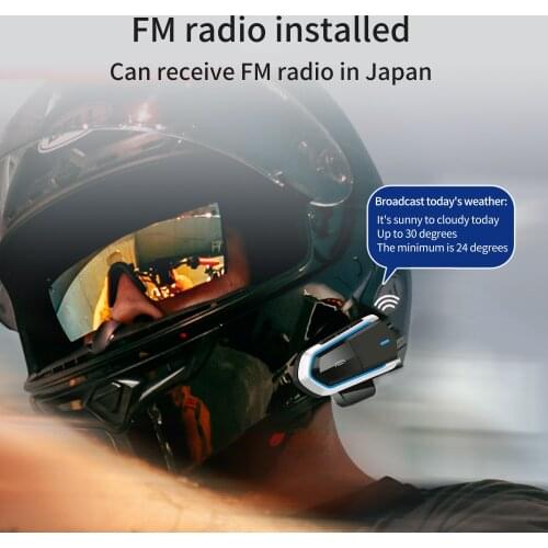 Waterproof DC 5V/190mA Motorcycle Helmet Headset Bluetooth-compatible Earphone 5.0 Wireless Hands-free Helmet FM Radio with Mic
