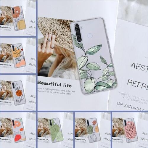 For Oppo Realme 5 6 X50 X2 Pro Back Cover Art Flower Aesthetic Soft Silicone Transparent Phone Case For Realme C3 X3 Xt C11 6i X