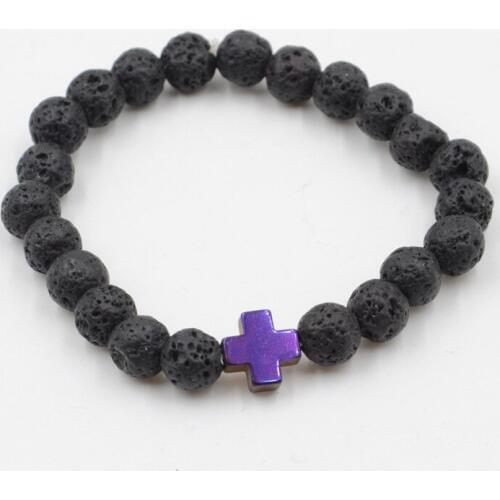 Yoga energy natural stone beads cross bracelet