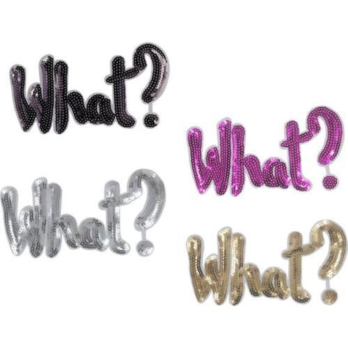 Clothing Women Shirt Top Diy Large Patch What? Sequins deal with it T-shirt girls Iron on Patches for clothes Letters Stickers