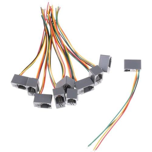 10 Pcs 616E 4P4C RJ11 Female Telephone Connector Adapter 4 Wires 8cm