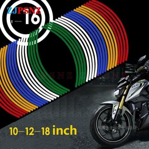 16Pcs Reflective Motorcycle Wheel Sticker 10-12 18inch DIY Decals Rim Tape Sticker And Decals Car-styling For Motorcycle Scooter