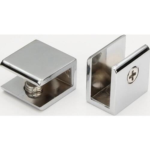 2pcs/lot Square shape chrome finished Zinc Alloy Glass Clamps Shelves Support Bracket Clips For 5 to 12mm glass board