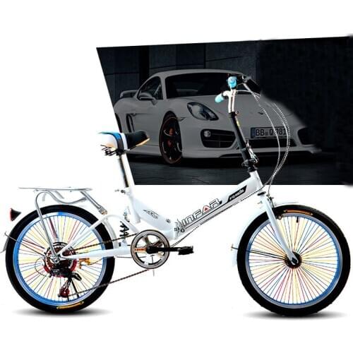 20-inch Colorful Variable Speed Folding Bicycle Ultra-portable Adult Bike Shock Absorber Bikes