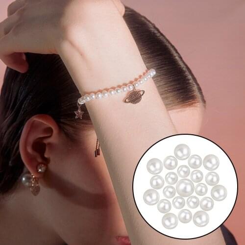 200pcs Artificial Pearl Round Ivory Pearl Loose Beads with Hole for Jewelry Making DIY Arts Crafts Projects