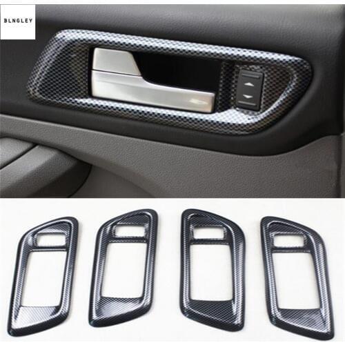 4pcs/lot ABS carbon fiber grain Interior door shake handshandle decoration cover for 2007-2011 FORD FOCUS 2 MK2