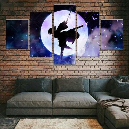 5 Pieces Anime Demon Poster Slayer Kimetsu No Yaiba Canvas Painting Shinobu Kochou Poster Cartoon Wall Wall Picture Art Home