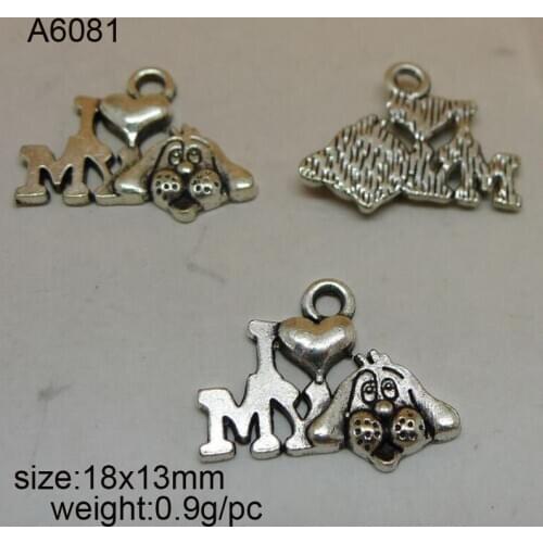 50PCS 18*13mm Antique Silver Plated I Love My Dog Charms Pendants High Quality Diy Jewelry Accessories