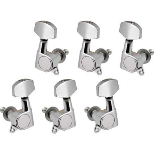 6 Pieces Left + Right Electric Guitar Replacement Tuning Pegs Square Tuning Keys Silver