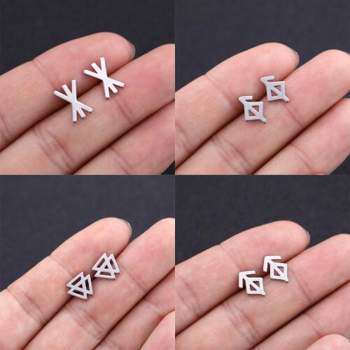 COOLTIME Stainless steel gifts Rune Earrings Rune combination small earrings for women and girls