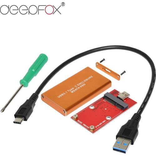 DeepFox Aluminum Alloy SSD Caddy USB3.1 Type-C to mSATA SSD Enclosure Support SATA3 6Gbps HighSpeed For Apple HP Laptop Notebook