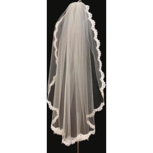 Cheap Lace Edge Short Wedding Veil Appliques Bridal Veils Wedding Accessories Veu de Noiva Longo