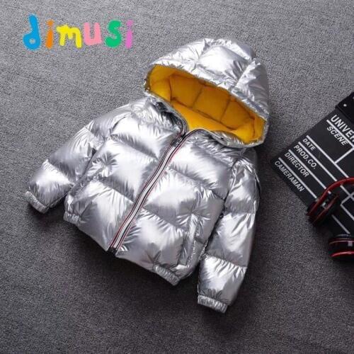 DIMUSI Winter Boys Parkas silvery golden girls parkas Children winter Clothing Hooded Thick Windbreaker Jacket BC174