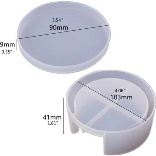 N0HE 5Pcs Coaster Molds with Coaster Storage Box Mold Kit Epoxy Resin Molds for Resin Cups Mats Home Decoration Resin Crafts