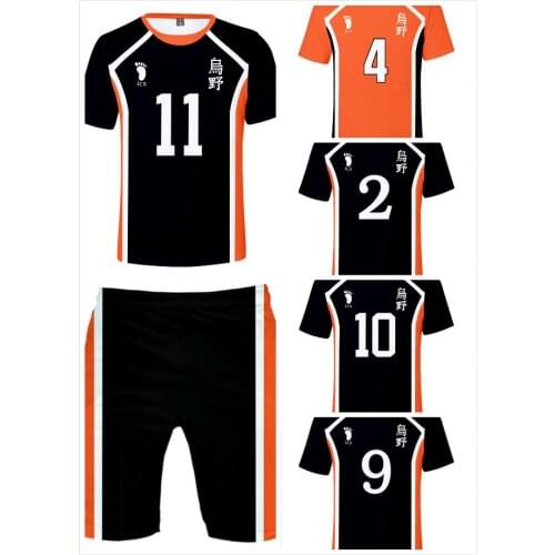 Haikyu!! Hinata Shoyo Cosplay Costume Karasuno Koukou High School Volleyball Club Hinata Shoyo Sportswear Shirt T
