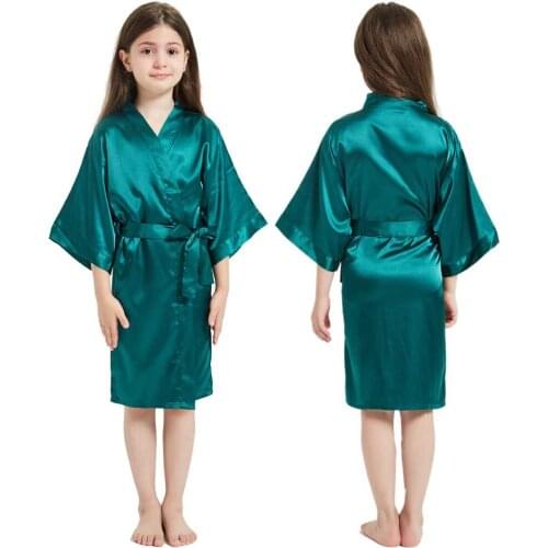 Fashion Satin Robe Casual Bathrobe Soft Silk Kimono Bride Dressing Gown Comfortable Kids Sleepwear Night Grow for Children