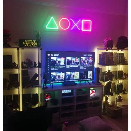 Game Icon Play station Led Flex Transparent Acrylic Neon Sign Light Wall Hanging Decoration for Home Room Bedroom Teenager