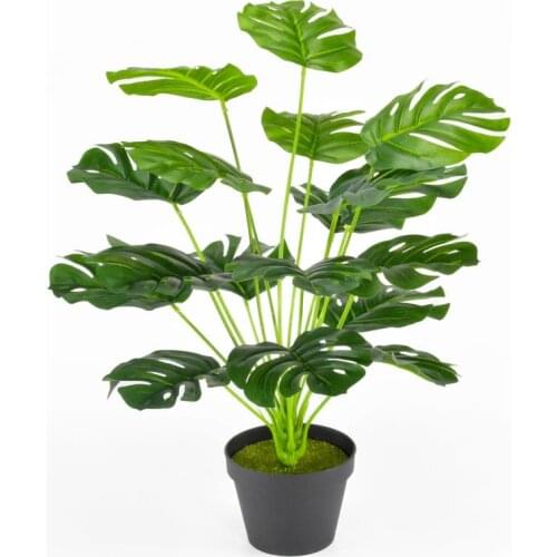18 Branches Artificial Plants Green Palm Leaves Monstera Plastic Fake Plant Home Garden Living Room Bedroom Balcony Decoration