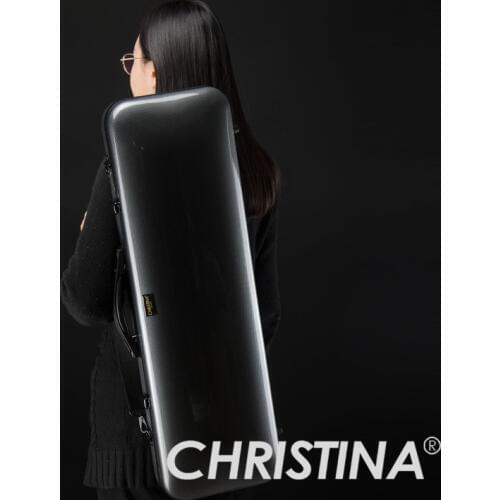 Italy Christina violin case High quality 4/4 violin carbon fiberglass black color Violin accessories with two bows holders
