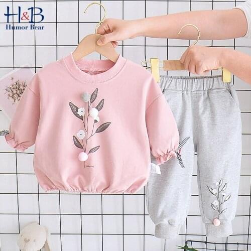 Humor Bear Girls Clothing Sets Spring Autumn Long Sleeve T-Shirt+Long Sport Pants 2pcs Casual Kids Clothes