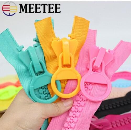 Meetee 2/5pcs 25cm Candy Color Resin Zipper 20# No Lock Open-end Pocket Zipper DIY Pencil Case Garment Decoration Zip Accessory