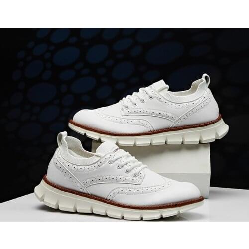 Fashion Leather Lace-up Men Shoes Luxury Casual Comfortable Men Flats Shoes Men Casual Sport Breathable Sneakers Ankle Shoes