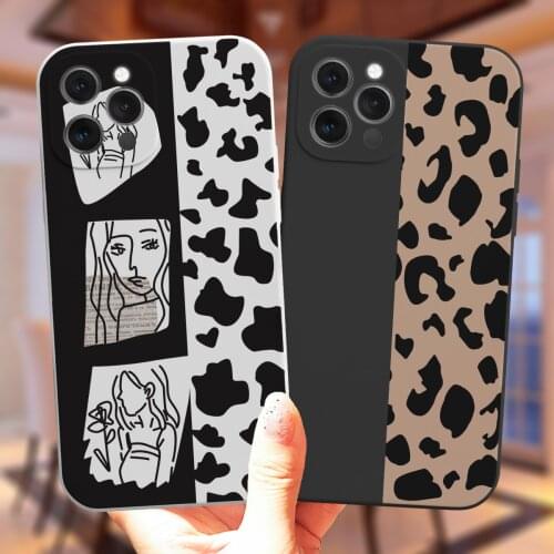 Fashion Luxury Leopard Art Print Silicone Phone Case For iPhone 11 12 Pro XS MAX X XR 7 8 Plus Cute Candy Matte Soft Back Cover