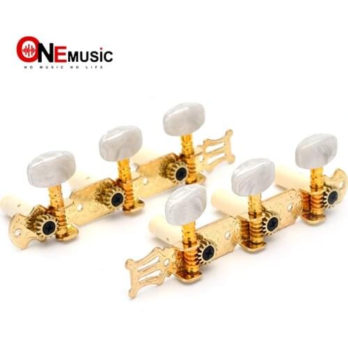 A set of 1R1L Classical Guitar Locking String Tuning Pegs Keys Tuners Machine Heads Gold
