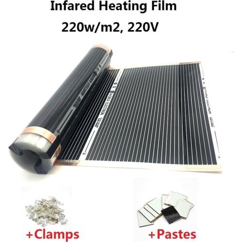 MINCO HEAT Electric Infrared Underfloor Heating Film 220w/m2 Warming Mat with Clamps and Psates
