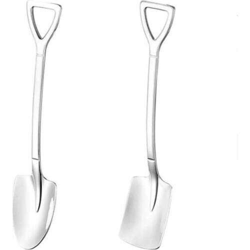 Stainless Steel Spoon Mini Shovel Shape Coffee Ice Cream Desserts Scoop Fruits Watermelon Square Cusp Head Ladle #8621