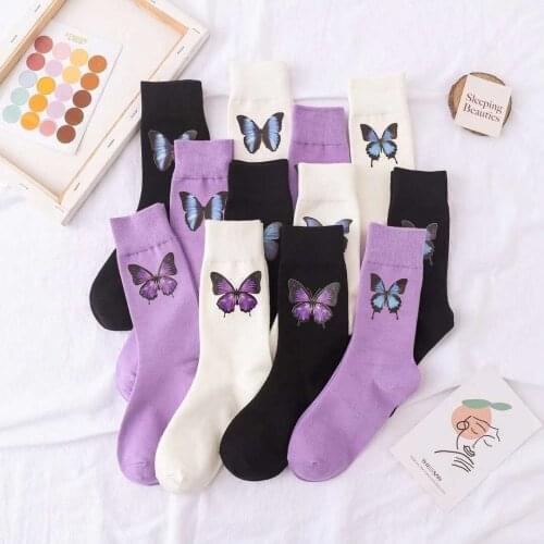 Butterfly Socks Women Streetwear Harajuku Crew Women Socks Fashion Fashion Skateboard Sock Woman Hip Hop Meias Calcetines Mujer