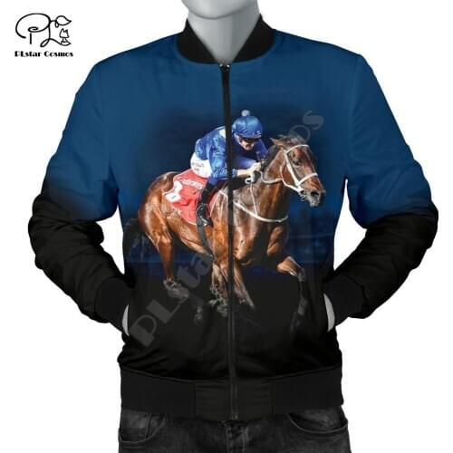 PLstar Cosmos Animal Racing Horse NewFashion Funny Winter Warm Coat Harajuku Streetwear 3Dprint Men/Women Zip/Bomber Jacket A-1