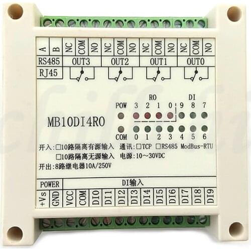 Switch input and output input output 4 way relay output module MODBUS-RTU RS485 communication