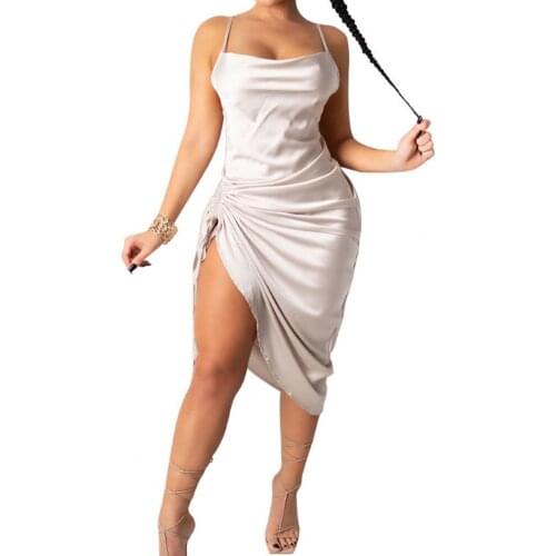 Women Dress Backless Slim sexy sundress Summer spring shir elegant slim high split sleeveless dress Ladies holiday vestidos