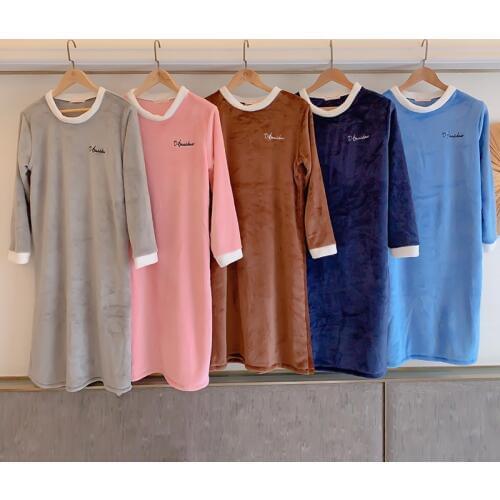 Thick Warm Flannel Loose Nightgown for Women 2019 Winter Long Sleeve Coral Velvet Nightdress Femme Night Dress Home Dress Nighty