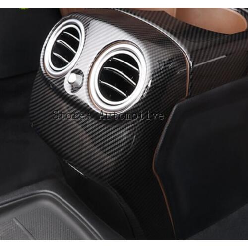 Carbon Fiber Style For Mercedes Benz E Class W213 2016 2017 ABS Plastic Rear Row Armrest Box AC Vent Cover Trim Car Accessories