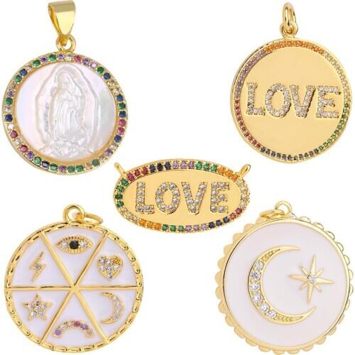 Pendant Amulet Magical Lucky Symbols Summer Golden Jewelry Vintage Women Men DIY Love Couple Bracelet Necklace Christmas Charms