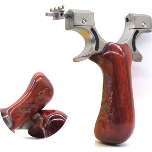 Slingshot 304 Stainless Steel Hunting Catapult +Wooden Handle with Flat Rubber Band Outdoor High Precision Shooting New